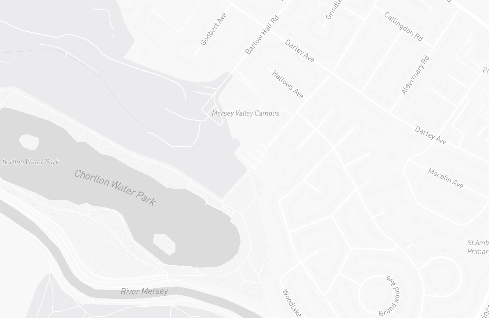 Street map of Chorlton Water Park with 2 verified parking locations mapped by Parkwise