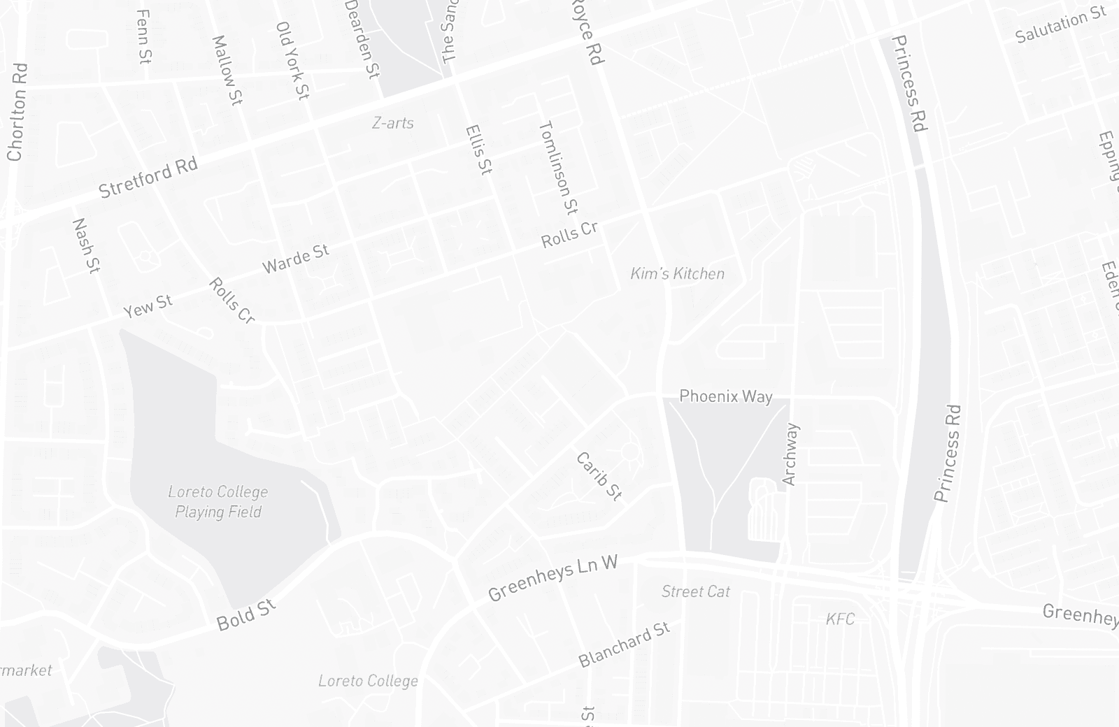 Street map of Hulme with 54 verified parking locations mapped by Parkwise