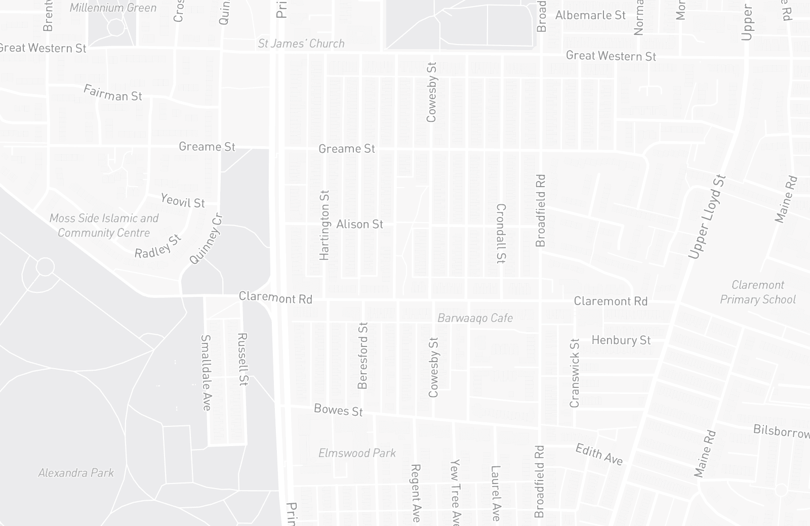 Street map of Moss Side with 6 verified parking locations mapped by Parkwise