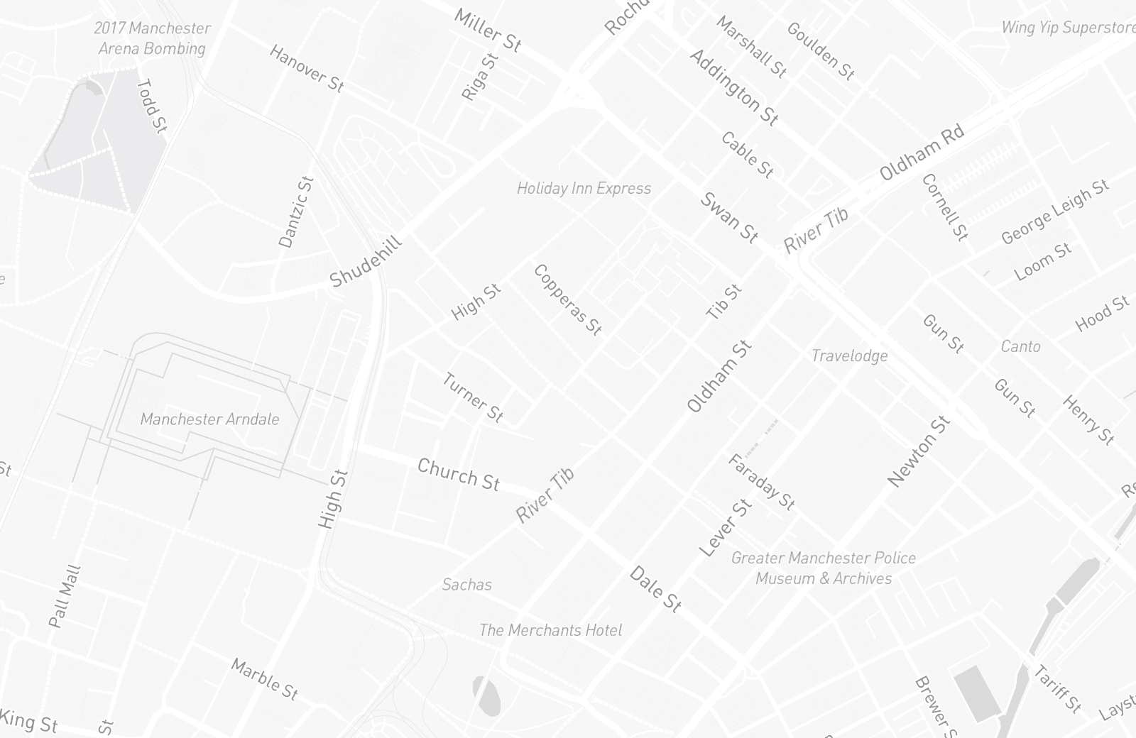 Street map of the Northern Quarter with 47 verified parking locations mapped by Parkwise
