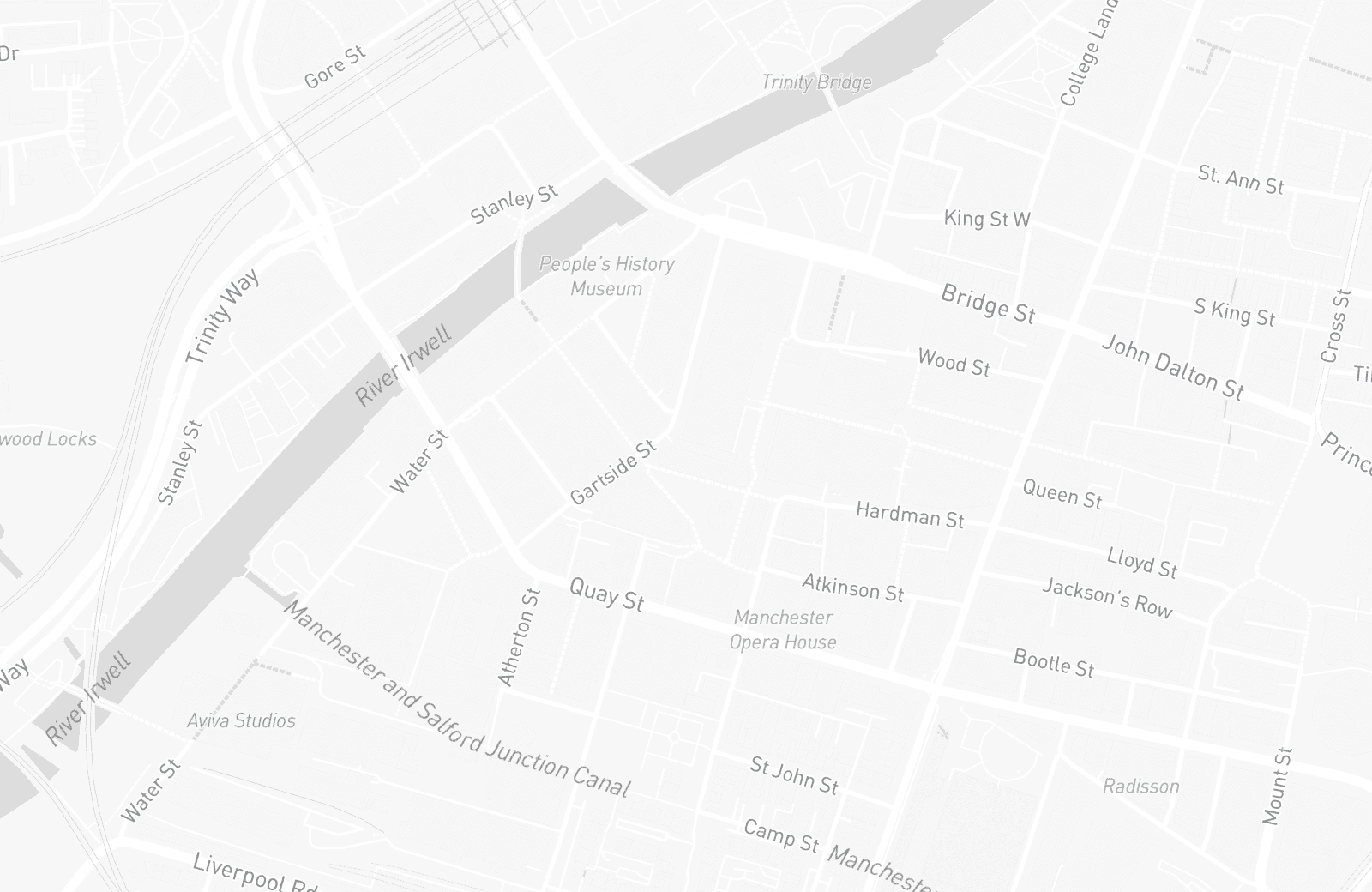 Street map of Spinningfields with 20 verified parking locations mapped by Parkwise