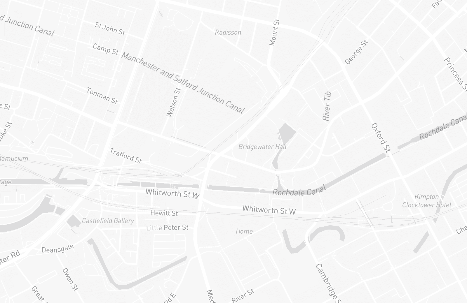 Street map of the Bridgewater Hall with 41 verified parking locations mapped by Parkwise