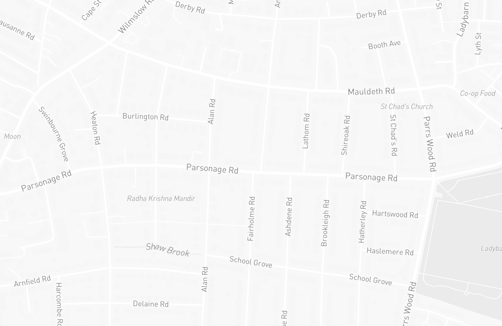 Street map of Withington with 14 verified parking locations mapped by Parkwise